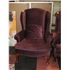 Image 1 : BURGANDY/MAROON COLOUR VELVET WING BACK CHAIR