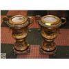 Image 1 : PAIR OF ORNATE VASES WITH DOUBLE HANDLES H-23"