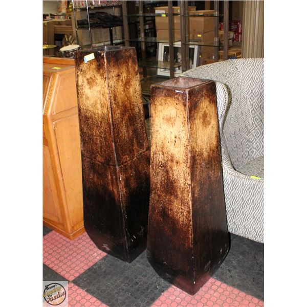 PAIR OF HEAVY DUTY VASES H-43.5" & 49"