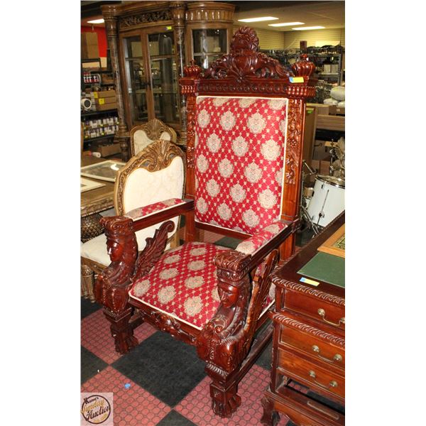 MID 20TH CENTURY GOTHIC ENGLISH MAHOGANY HEAVILY