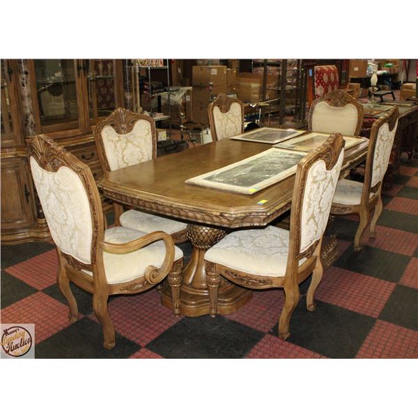 ANTIQUE ART NOUVEAU TEAK WOOD AND STONE ACCENTED