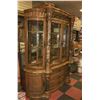 Image 1 : ANTIQUE CURVED FRONT ART NOUVEAU TEAK WOOD & STONE