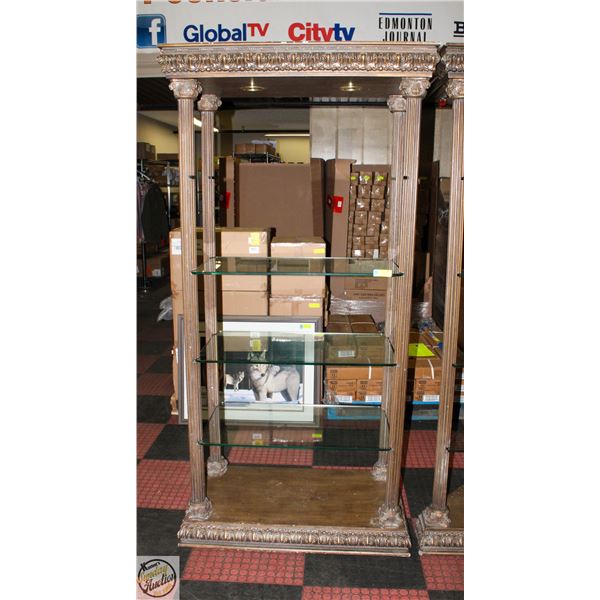 OPEN BACK GLASS SHELF WITH RECESSED LIGHTS
