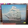 Image 1 : VINTAGE LARGE SAILBOAT PICTURE 25"X30"