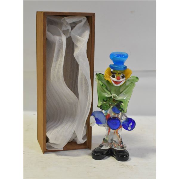 GLASS CLOWN ORNAMENT 8” TALL (ONE HAND