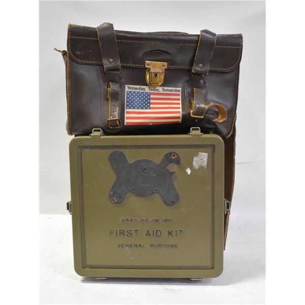 FIRST AID KIT VINTAGE PLASTIC BOX AND BAG