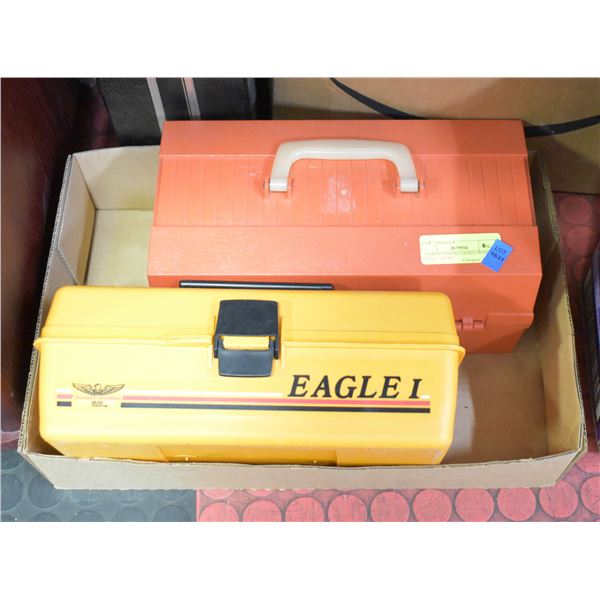 2 EMPTY FISHING TACKLE BOXES 13” X 7“ + 12” X 7“
