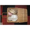 Image 2 : PICNIC BASKET WITH VINTAGE DISHES