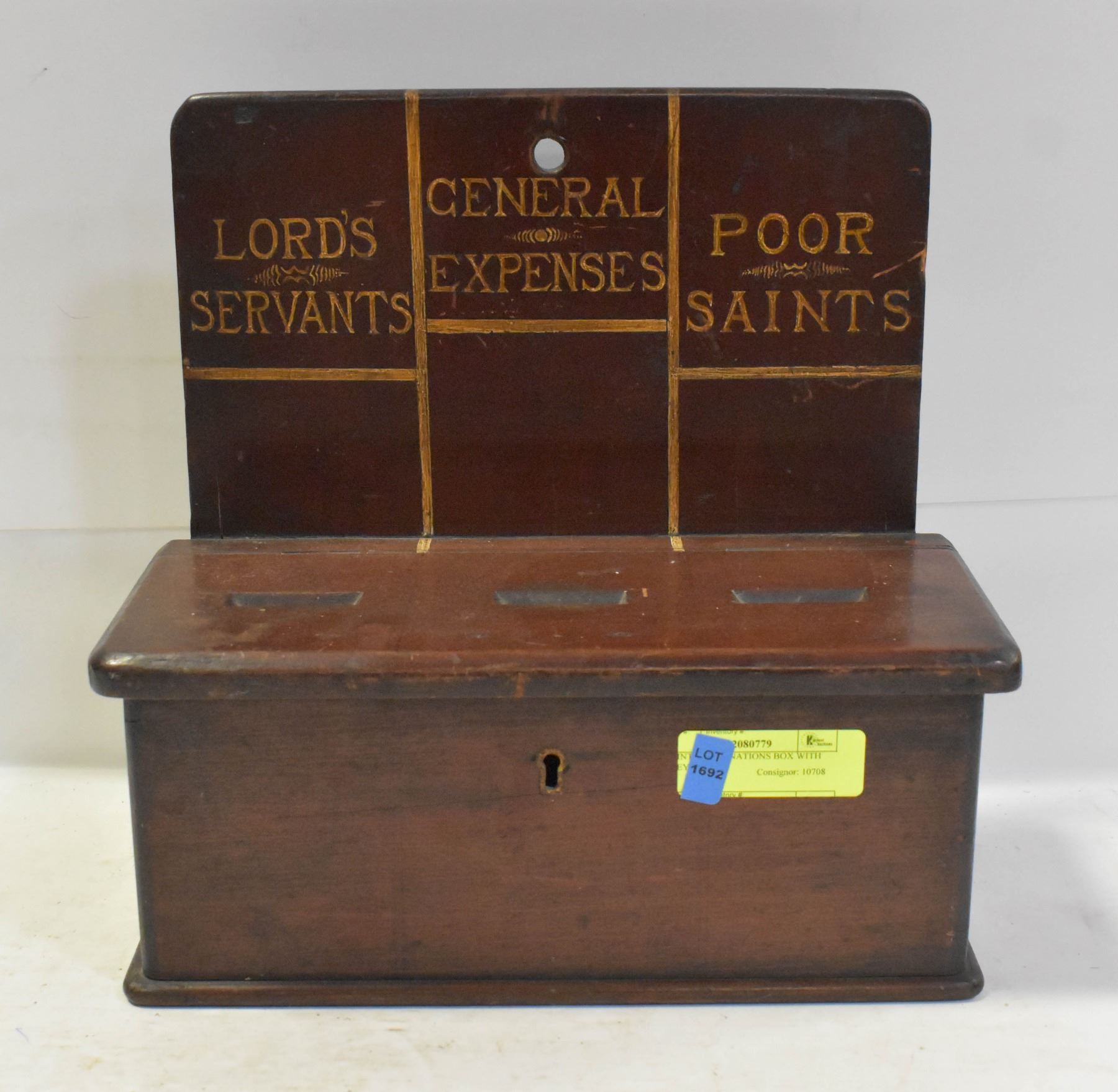 VINTAGE DONATIONS BOX WITH KEY