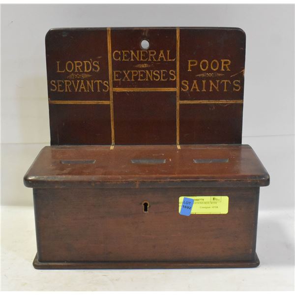 VINTAGE DONATIONS BOX WITH KEY