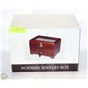 Image 1 : NEW WOOD ESPRESSO JEWELRY BOX 9.5" X 6.75" X 6.5"