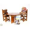 Image 1 : TEDDY BEARS WOOD TABLE & CHAIRS, GLASS TEA SET