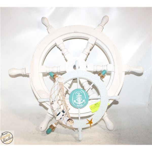 NAUTICAL WOOD CAPTAIN'S WHEELS WALL DECOR