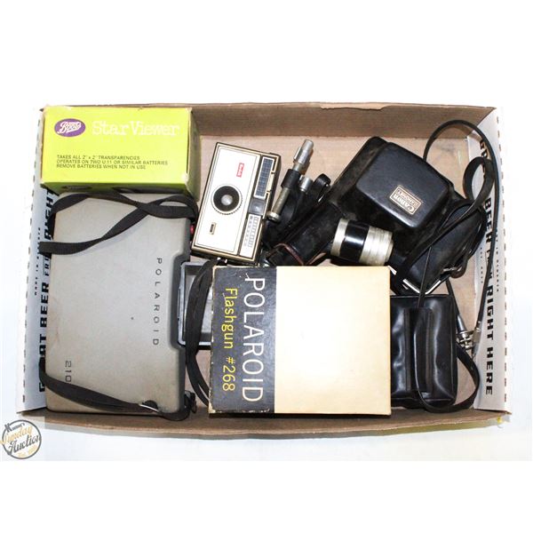 FLAT OF VINTAGE PHOTO EQUIPMENT