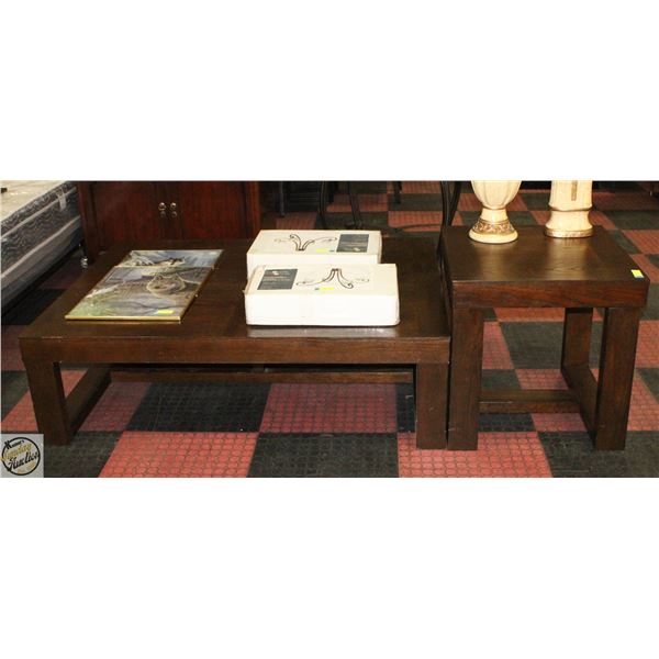 56" X 42" COFFEE TABLE AND MATCHING END TABLE