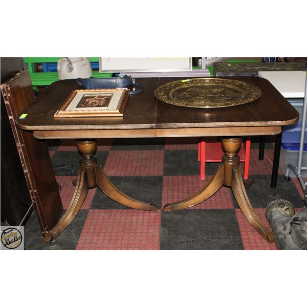 VINTAGE WALNUT PEDESTAL TABLE. (2 PEDESTALS )
