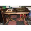 Image 1 : VINTAGE WALNUT PEDESTAL TABLE. (2 PEDESTALS )