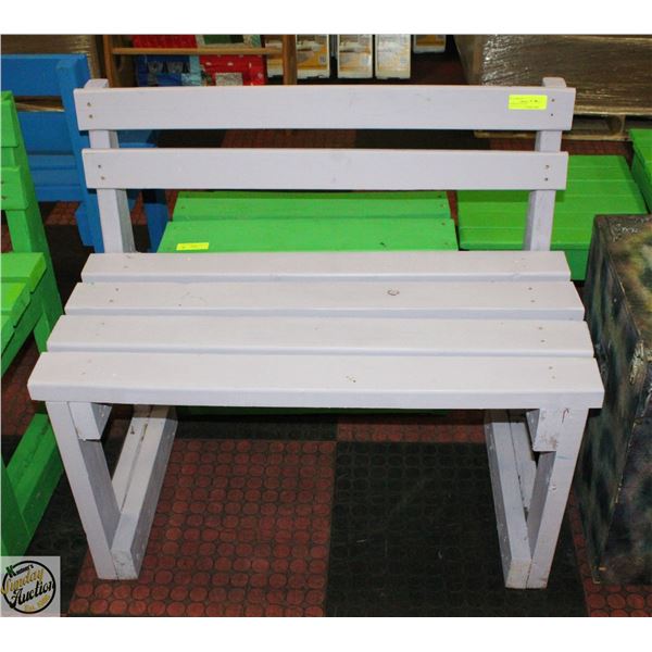 HANDMADE WOODEN HANDPAINTED LAVENDER PURPLE BENCH