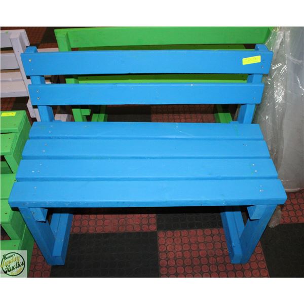 HANDMADE WOODEN HANDPAINTED BLUE BENCH