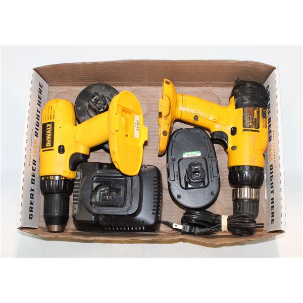 2 X DEWALT 18VOLT DRILLS PLUS CHARGER AND