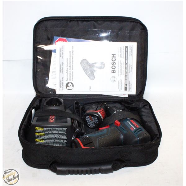 BOSCH 12V LITHIUM ION DRILL W/ 2 BATTERIES