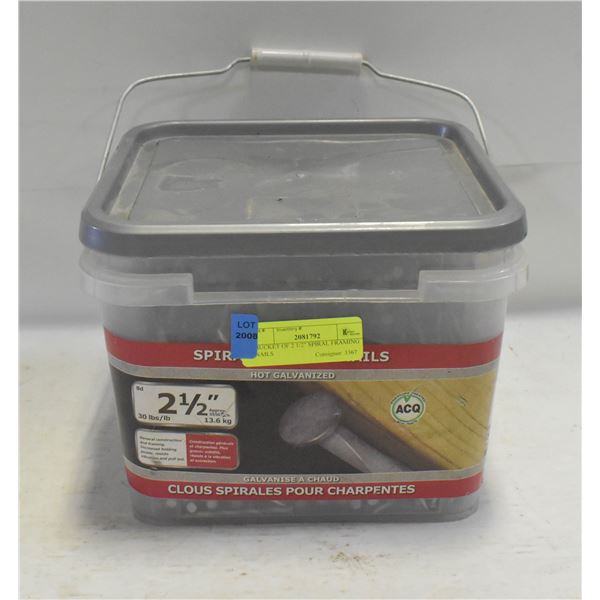 BUCKET OF 2 1/2" SPIRAL FRAMING NAILS