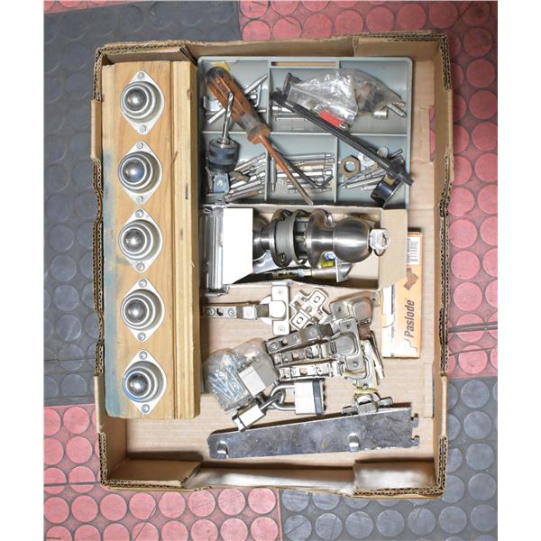 5 ROLLER BAR, CABINET HINGES, DOOR SET, ETC…