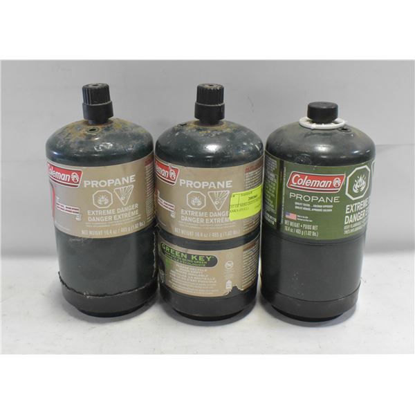 LOT OF MINI GREEN PROPANE TANKS (FULL)