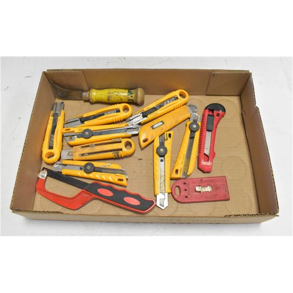 FLAT OF SURPLUS KNIVES AND CUTTERS