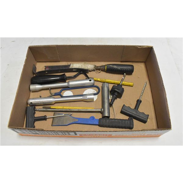 FLAT WITH PUNCHES AND MISC TOOLS