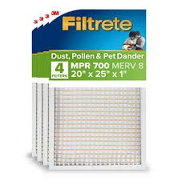 NEW 4PK FILTRETE 20 X 25 X 1 PET HAIR FILTER