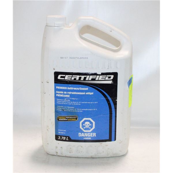 JUG OF CERTIFIED PREMIX ANTIFREEZE/COOLANT