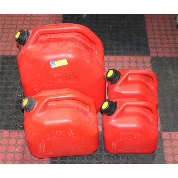 LOT OF RED FUEL CANS