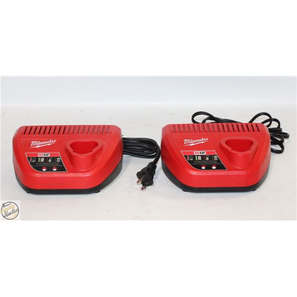 BOX W/ 2 MILWAUKEE M12 CHARGERS