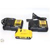 Image 1 : BOX W/ 2 DEWALT CHARGERS AND 20V