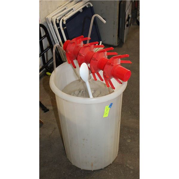 WINE MAKING PAIL, BOTTLE, AND ACCESSORIES