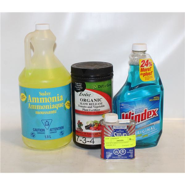 LOT OF VARIOUS CLEANING CHEMICALS