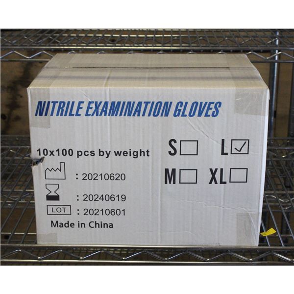 CASE WITH 1000 SIZE LARGE NITRILE EXAM GLOVES