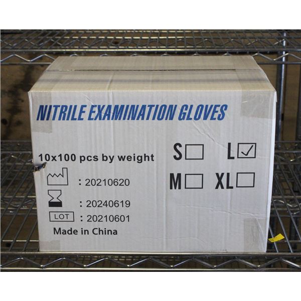 CASE WITH 1000 SIZE LARGE NITRILE EXAM GLOVES