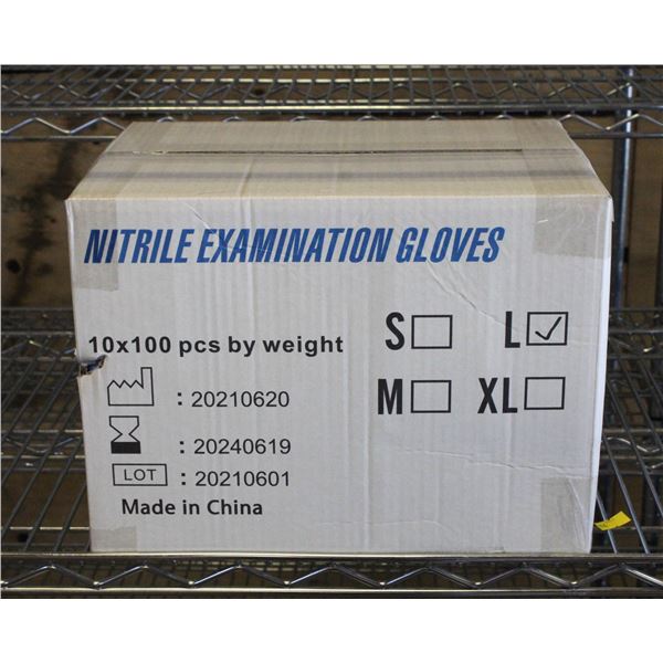CASE WITH 1000 SIZE LARGE NITRILE EXAM GLOVES