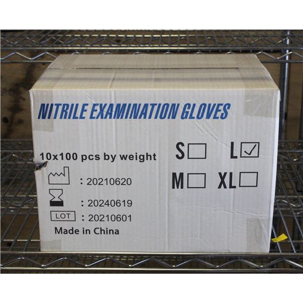 CASE WITH 1000 SIZE LARGE NITRILE EXAM GLOVES