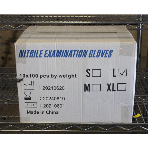 CASE WITH 1000 SIZE LARGE NITRILE EXAM GLOVES