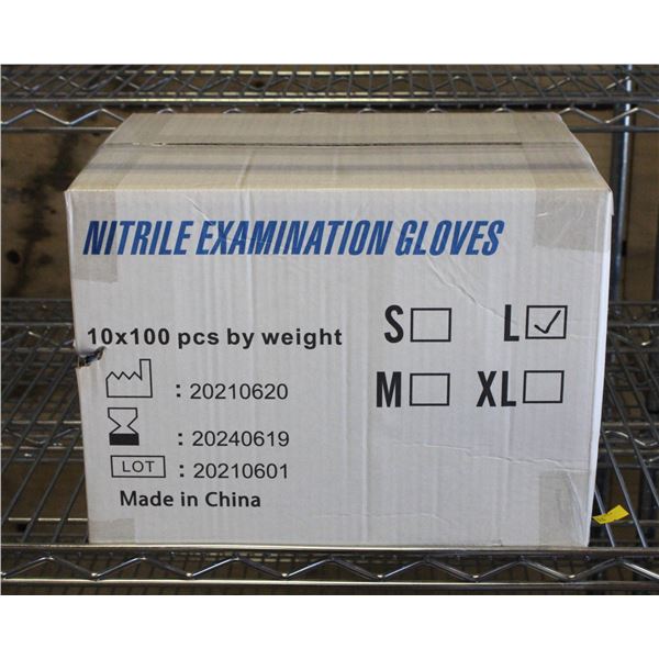 CASE WITH 1000 SIZE LARGE NITRILE EXAM GLOVES