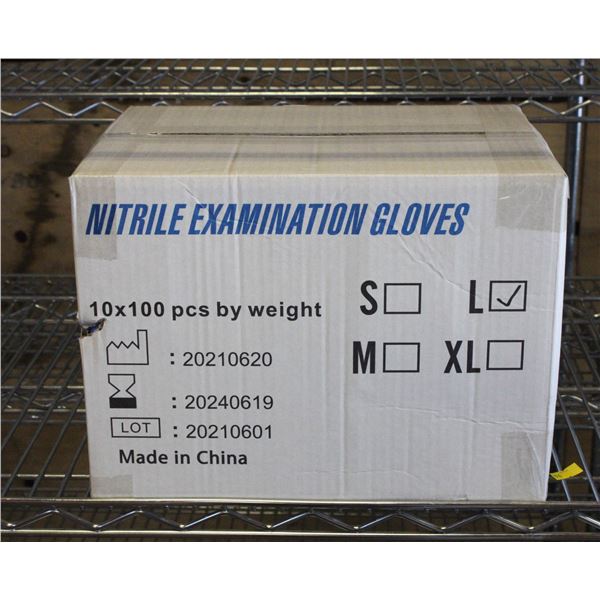 CASE WITH 1000 SIZE LARGE NITRILE EXAM GLOVES