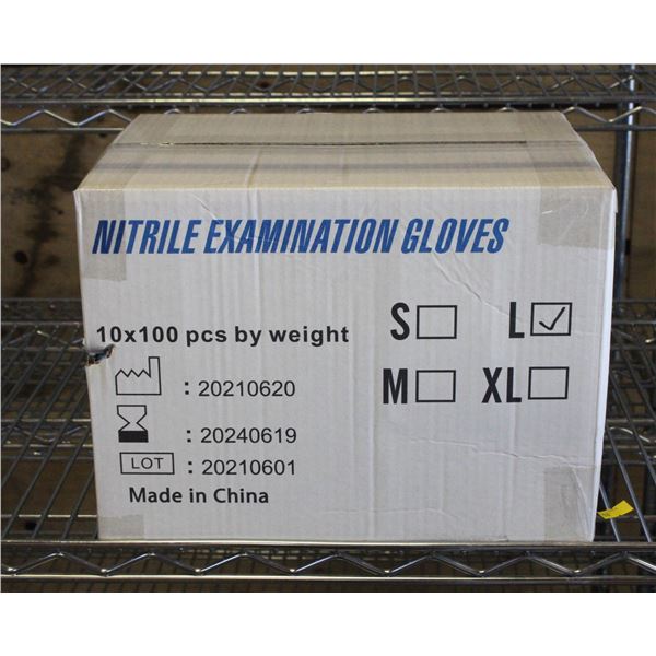 CASE WITH 1000 SIZE LARGE NITRILE EXAM GLOVES