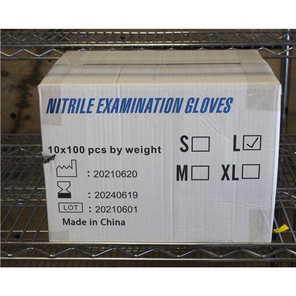 CASE WITH 1000 SIZE LARGE NITRILE EXAM GLOVES