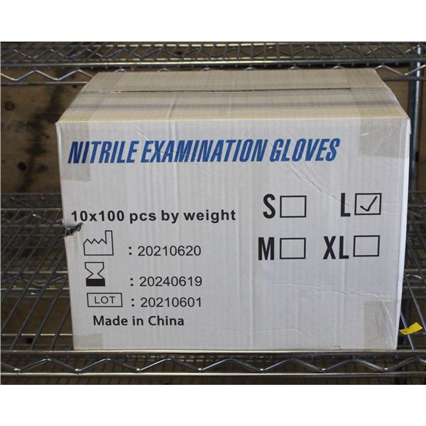 CASE WITH 1000 SIZE LARGE NITRILE EXAM GLOVES