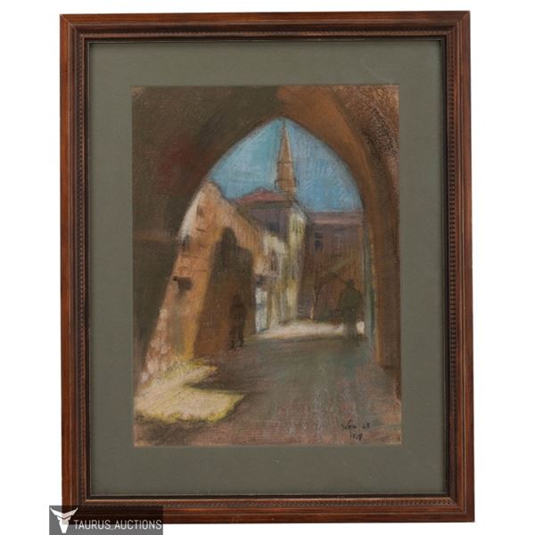 Zvi Miklos Adler Pastel The Old City, Jerusalem