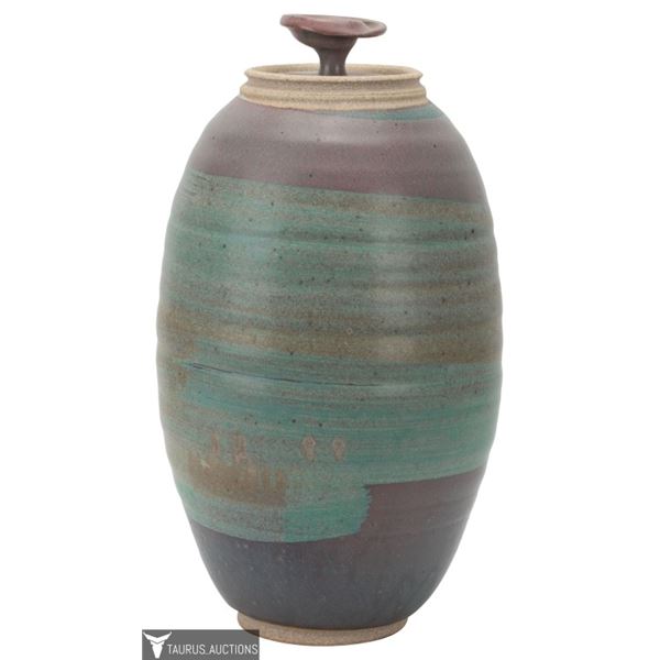 Don Hanson Large Glazed Lidded Pottery Vase