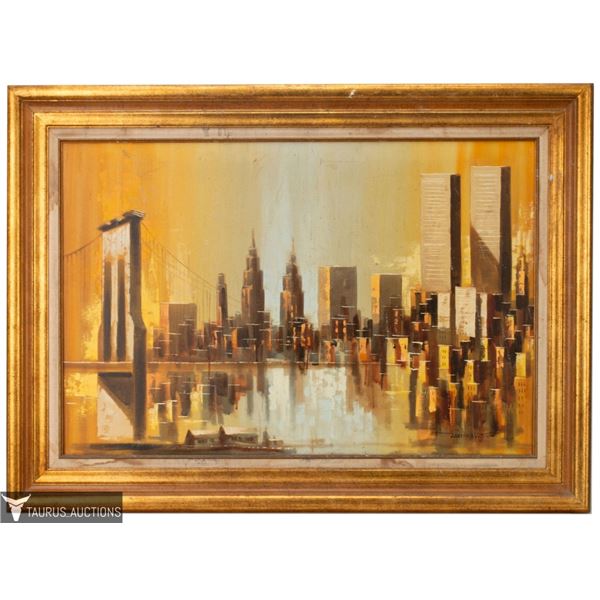 Hawkins, New York Cityscape Oil Painting